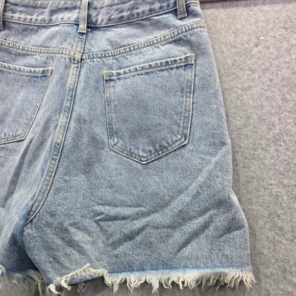 Cider Womens High Waisted Rhinestone Fringe Distressed Denim Shorts Light Wash S - Picture 9 of 10